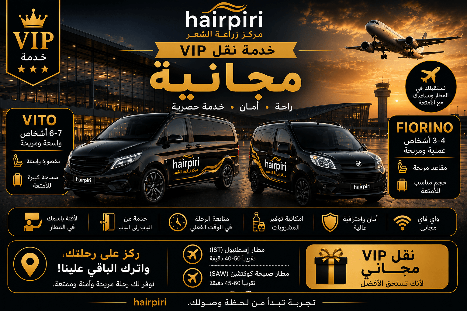 Hairpiri ücretsiz VIP transfer
